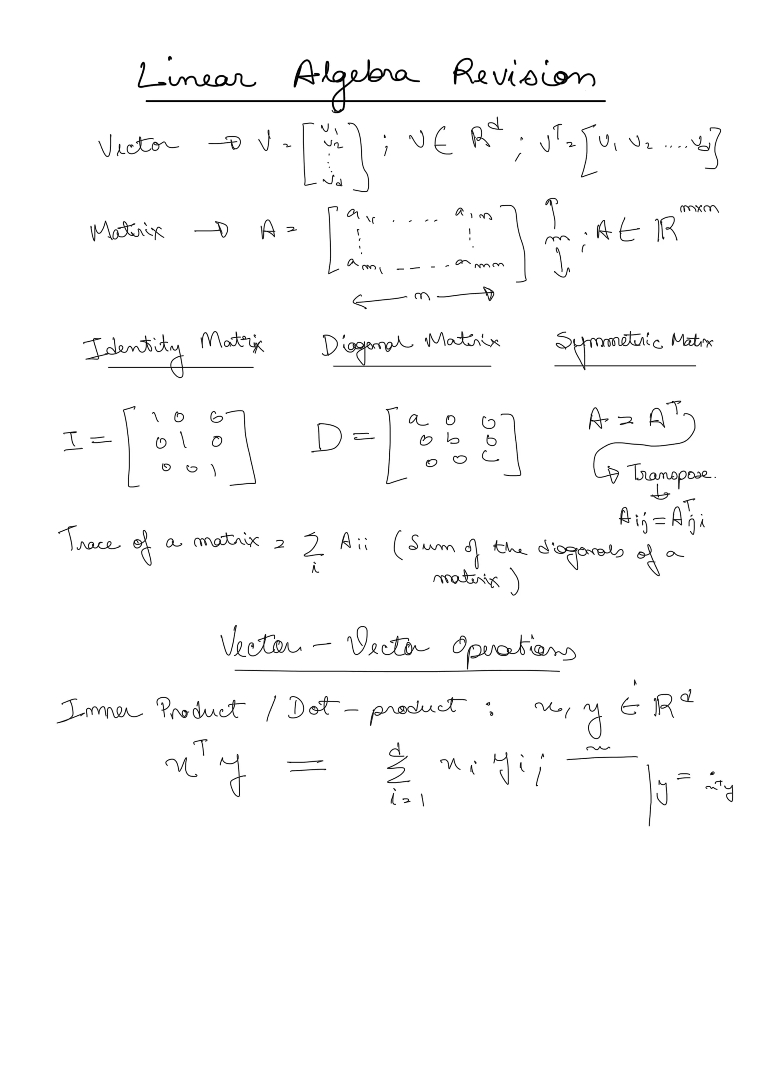 Linear Algebra Revision 1